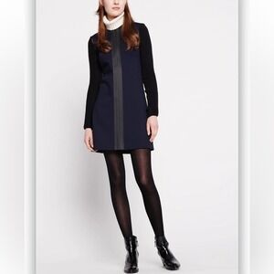 Cop Copine Radice Dress Navy Black Mod Tunic Style Long Sleeve Size 8